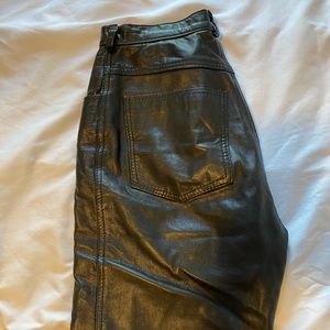Vintage High Waisted Black Leather Pants